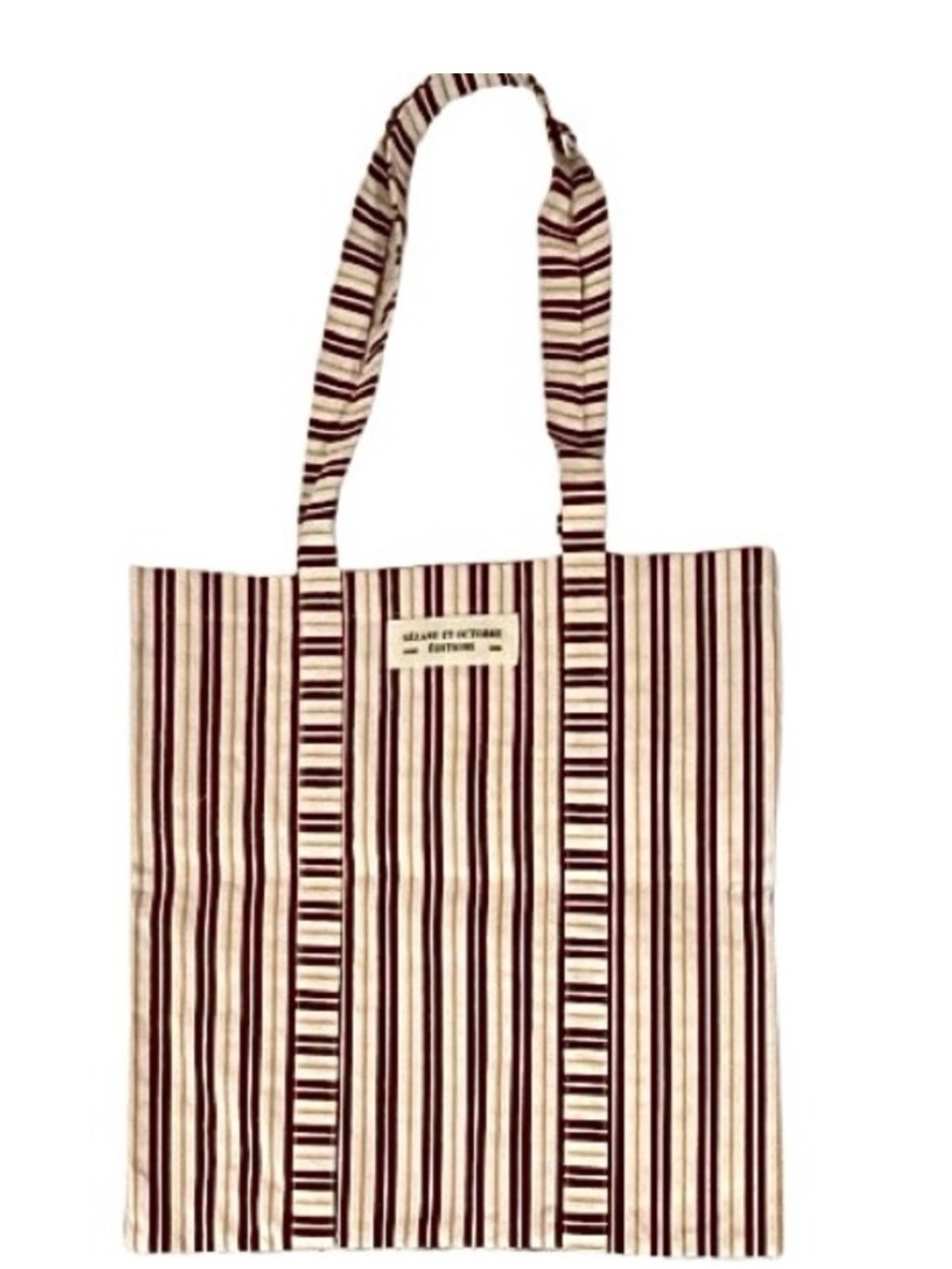 🆕- 🇫🇷 Sézane Striped Tote Bag
Cotton Striped Cream and Brown Tote Bag